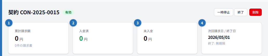 契約詳細 ヘッダー